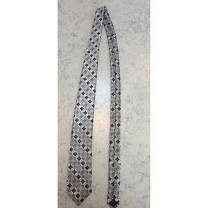 Stacy Adams Extra Long Mens Tie Silver Grey Black Geometric Medallion  XL